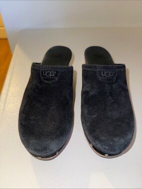 UGG Black Suede Slide Clogs